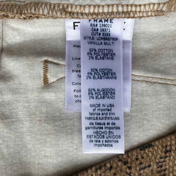 FRAME Le Crop Mini Boot Snake Print Jeans in Vanilla Multi Size 28 - Picture 10 of 14